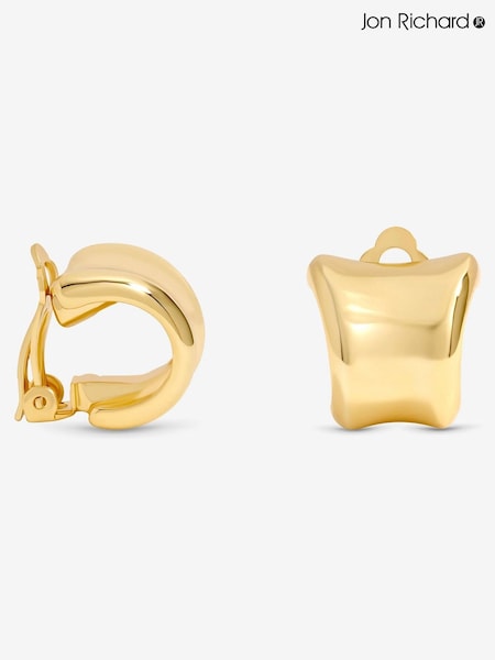 Jon Richard Gold Plated Polished Curved Clip Earrings (V13515) | €27