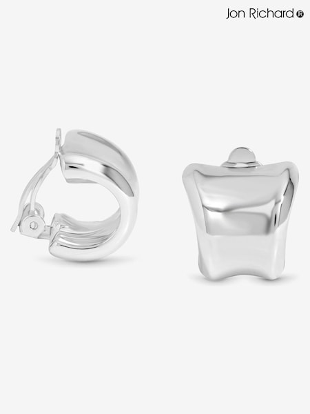 Jon Richard Silver Plated Polished Curved Clip Earrings (V13523) | €27