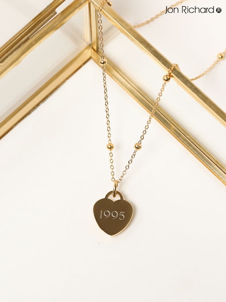 Jon Richard Gold Plated Stainless Steel Engravable Heart Ball Chain Necklace (V13526) | €40