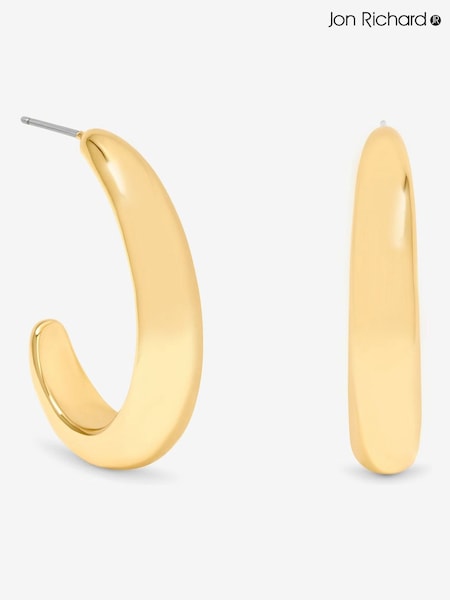Jon Richard Gold Plated Polished Large Curve Hoop Earrings (V13533) | €27