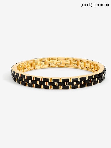 Jon Richard Gold Plated and Jet Crystal Chain Stretch Bracelet (V13537) | €35