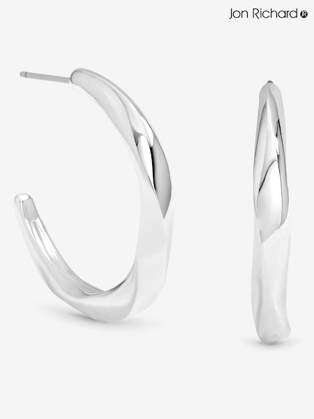 Jon Richard Silver Plated Polished Twist Hoop Earrings (V13542) | €27