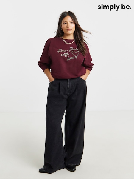 Simply Be Red Paris Slogan Graphic Sweatshirt (V13548) | €40