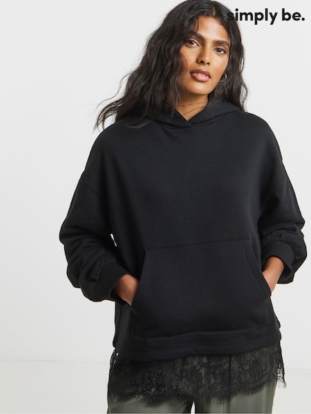 Simply Be Black Lace Trim Hoodie (V13553) | €45