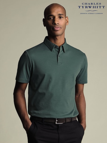 Charles Tyrwhitt Green Atlantic Short Sleeve Jersey Polo Shirt (V13590) | €80