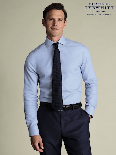 Charles Tyrwhitt Blue Cornflower Non-Iron Stretch Burlington Weave Ca Slim Fit Shirt (V13595) | €99