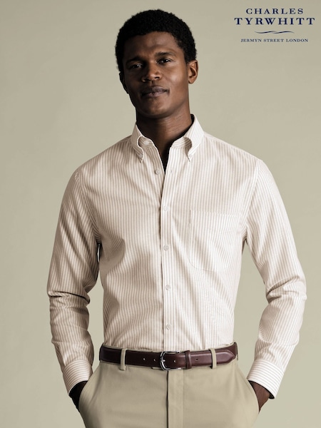 Charles Tyrwhitt Natural Stripe Non-Iron Stretch Oxford Button-Down Sf Shirt (V13618) | €99