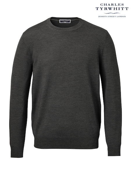 Charles Tyrwhitt Grey Pure Merino Crew Neck Jumper (V13625) | €106
