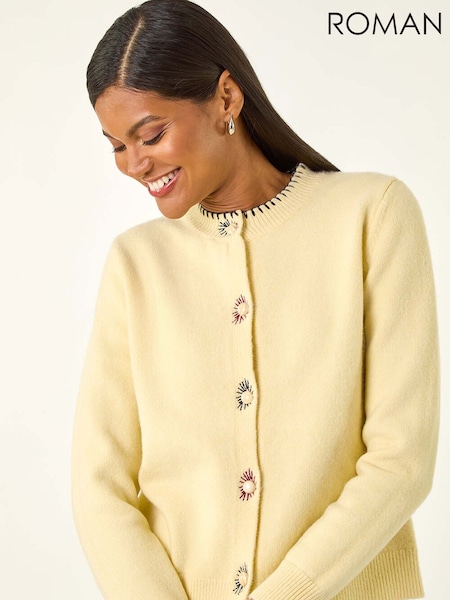 Roman Yellow Stitch Knit Cardigan (V13789) | €58