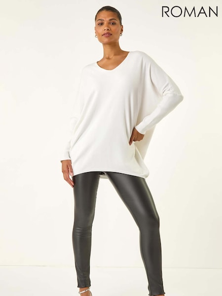 Roman White Lace Back V-Neck Poncho (V13791) | € 66