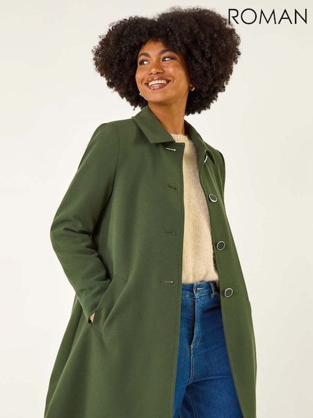 Roman Green Buttoned Swing Coat (V13810) | €106