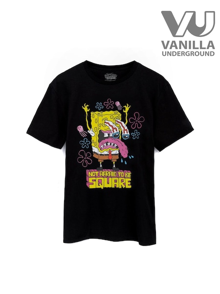 Vanilla Underground Black Sponge Bob Square Pants Short Sleeved T-Shirt (V13922) | 130 QAR