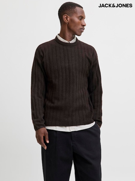 JACK & JONES Brown Ribbed Knitted Jumper (V13956) | €45