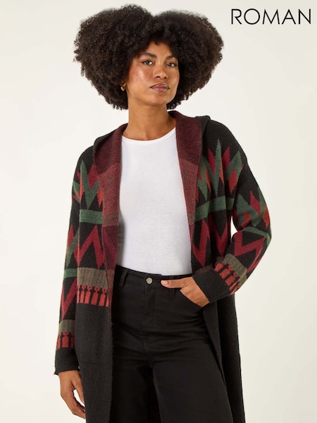 Roman Nordic Pattern Hooded Knit Cardigan (V13962) | R$ 605