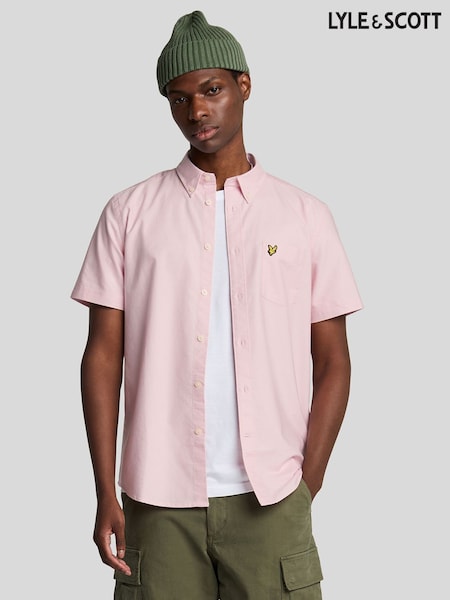 Lyle & Scott Pink Short Sleeve Oxford Shirt (V14004) | AED379