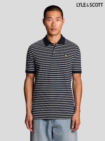 Lyle & Scott Blue Pique Breton Polo Shirt (V14005) | OMR35