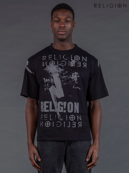 Religion Black Montage Colour T-Shirt (V14051) | 198 QAR