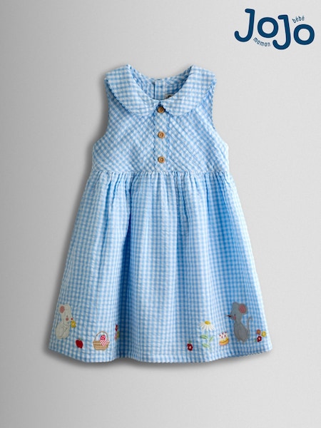 Blue Appliqué Mouse - JoJo Maman Bébé Collared Sleeveless Dress (V14079) | 186 LEI - 209 LEI