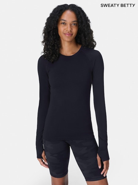 Sweaty Betty Black Athlete Seamless Workout Long Sleeve Top (V14123) | €78