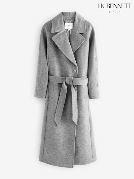 LK Bennett Grey Francine Marl Wool Belt Maxi Coat (V14149) | €637