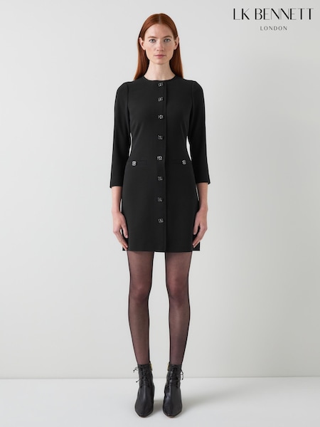 LK Bennett Black Claire Button Detail Dress (V14154) | €381