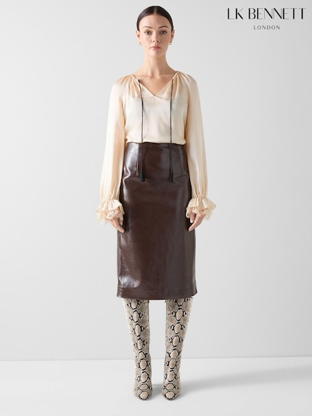 LK Bennett Cream Willa Textured Lace Blouse (V14163) | € 279