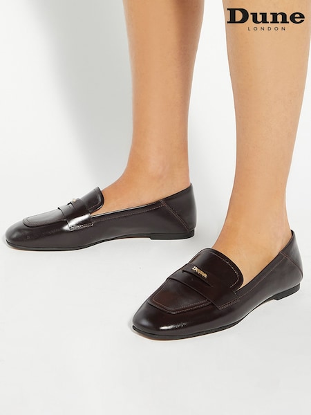 Dune London Brown Glances Soft Square Toe Loafers (V14280) | €118