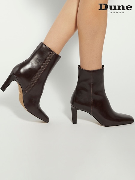 Dune London Brown Ovation Square Toe Heeled Boots (V14294) | €197