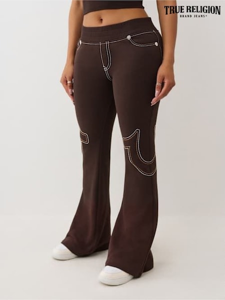 True Religion Brown Anniversary Low Rise Big T Flare Joggers (V14320) | €164