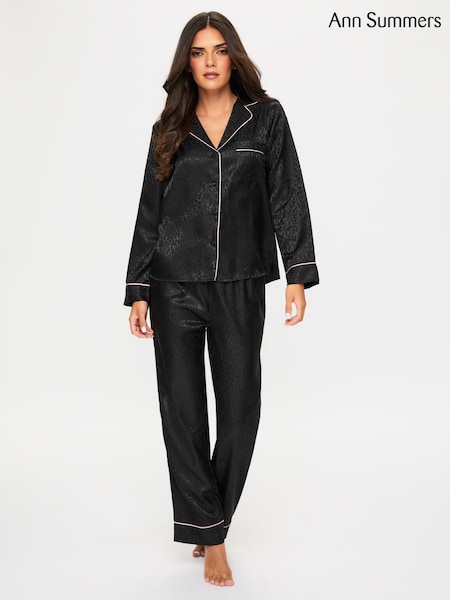 črna - Ann Summers Signature Satin Long All Over Pyjamas Set (V14358) | € 53