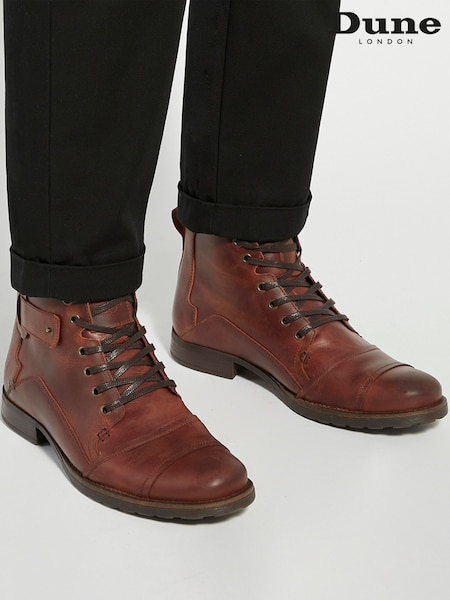 Dune London Brown Simon Wf Seam Detail Lace Boots (V14384) | €171