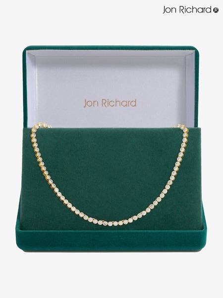Teniška ogrlica s kubičnim cirkonijem Jon Richard 14K in kristali - Gift Box (V14562) | € 92