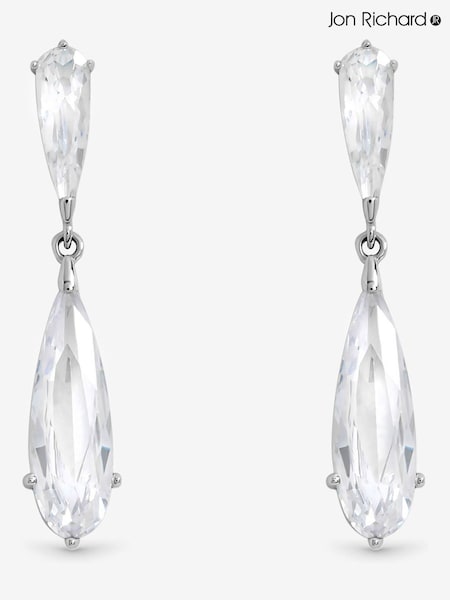 Jon Richard Silver Rhodium Plated Delicate Crystal Drop Earrings (V14564) | €22.50
