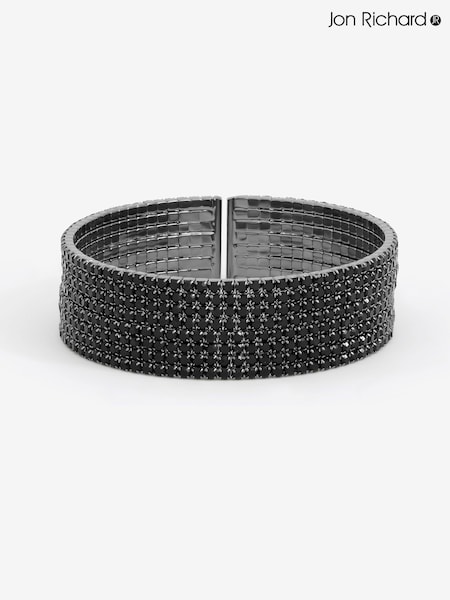 Jon Richard Black Jet Stone Multirow Cuff Bracelet (V14570) | €25