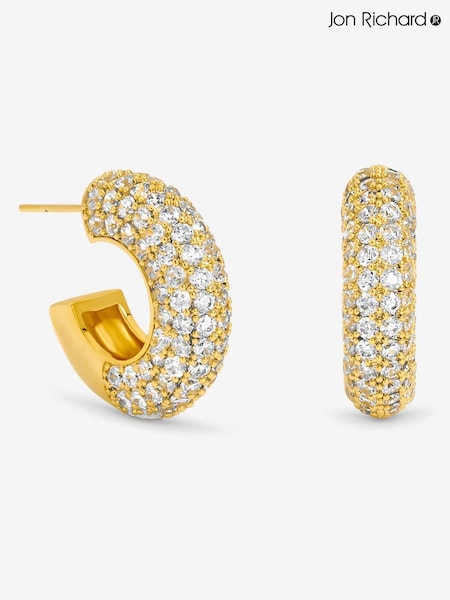 Jon Richard Gold Plated Chubby Pave Hoop Earrings (V14571) | €33