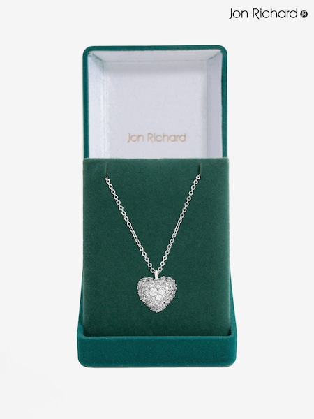 Jon Richard Silver Rhodium Plated and Pave Heart Pendant Gift Box (V14593) | €33