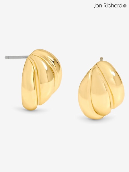 Jon Richard Gold Plate D Mini Ribbed Stud Earrings (V14602) | €24