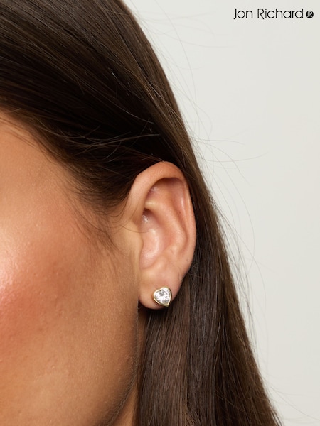 Jon Richard Gold Gold Plated Cubic Zirconia 18K Crystal Heart Studs - Hanging Heart (V14603) | €18.50
