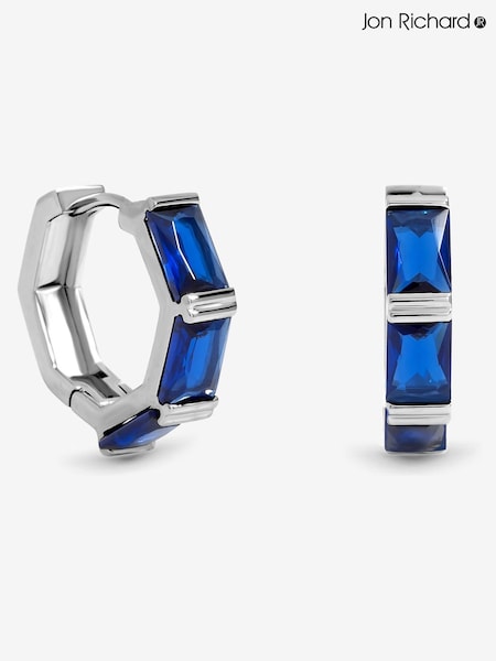 Jon Richard Silver Plated and Sapphire Hoop Earrings (V14611) | €25