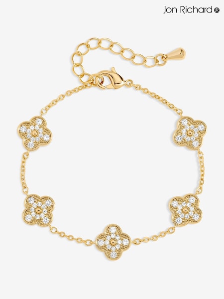 Jon Richard Gold Plated Pave Clover Bracelet (V14612) | €42