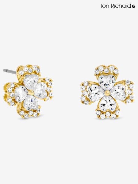Jon Richard Gold Plated and Crystal Clover Stud Earrings (V14619) | €33