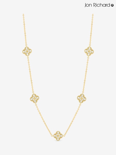 Jon Richard Gold Plated Pave Clover Necklace (V14623) | €51