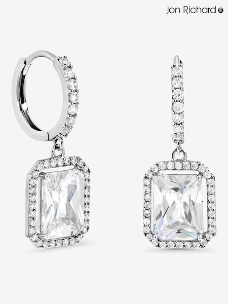 Jon Richard Silver Plated Cubic Zirconia Charm Huggie Hoop Earrings (V14626) | €33