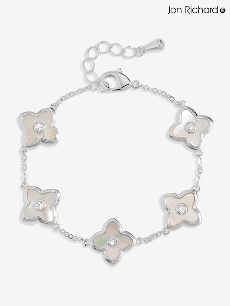 Jon Richard Silver Plated and Mother of Pearl Clover Bracelet (V14632) | €44