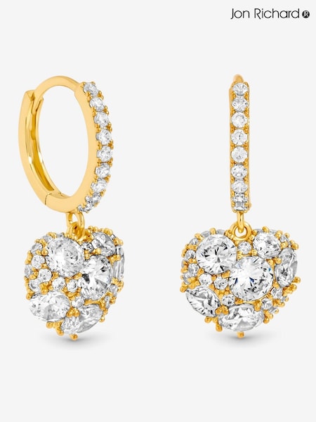 Jon Richard Gold Plated Cubic Zirconia Pave Heart Earrings (V14634) | €25