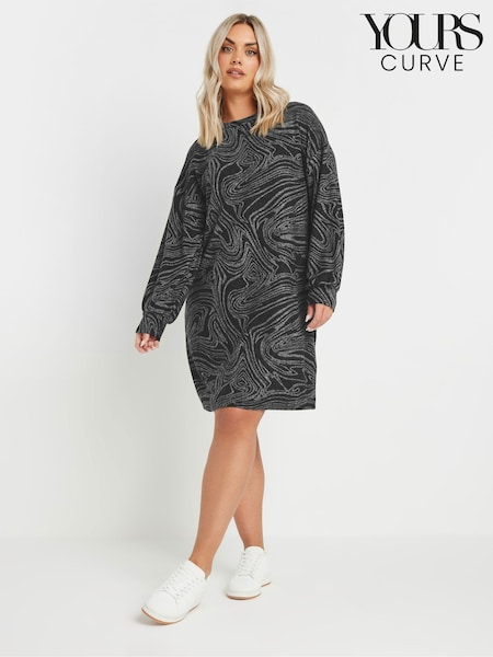 Yours Curve Abstract Soft Touch Jumper Dress (V14664) | R$ 305