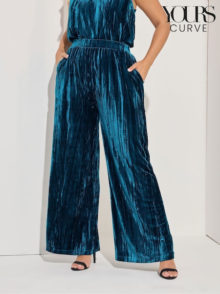 modra - Yours Curve Crushed Velour Wide Leg Trousers (V14668) | € 36