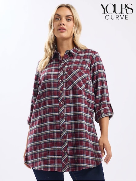 Yours Curve Red Boyfriend Check Shirt (V14675) | 144 QAR