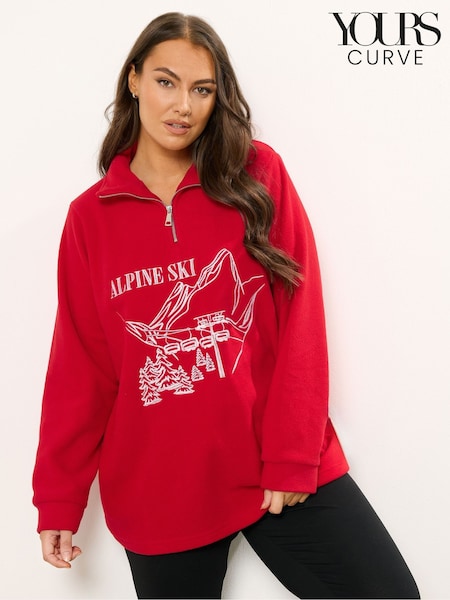 Yours Curve Red Half Zip Fleece (V14683) | €38