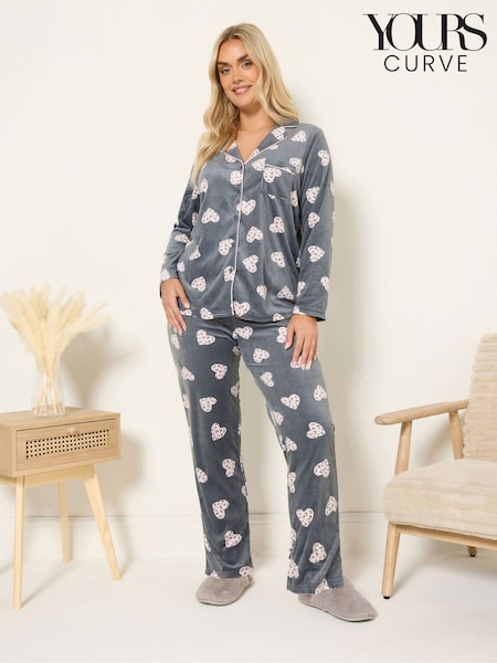 Yours Curve Grey Baby Fleece Pyjamas Set (V14708) | €45